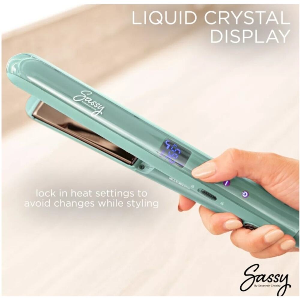 Sassy 1” Titanium Flat Iron, Hair Straightener, Green, New In Open Box - Picture 3 of 4